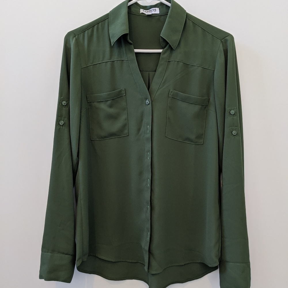 Express Portofino Shirt Small Olive Green